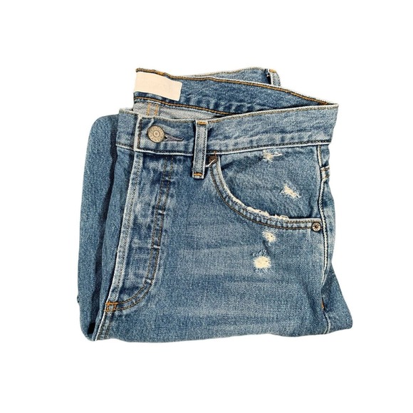 Boyish By Her Women Light Blue Mid Rise Billy Distressed Straight Jeans Size 27 - Picture 13 of 13